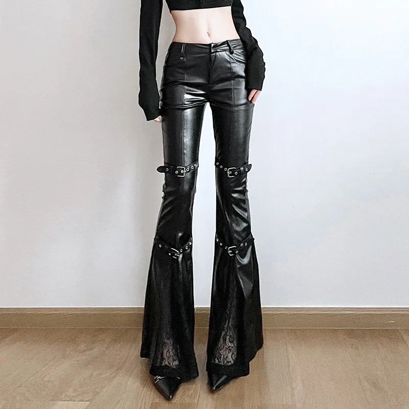 Women's PU Leather Flare Pants - Women'S Y2K Fashion Aesthetic 评论和价格