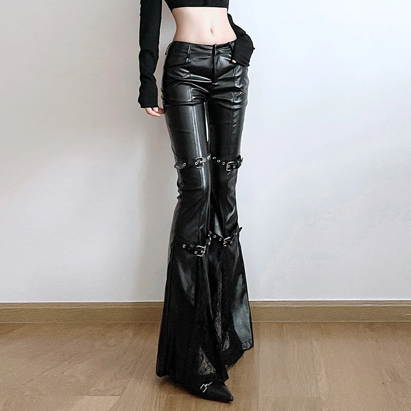 Women's PU Leather Flare Pants - Women'S Y2K Fashion Aesthetic 评论和价格