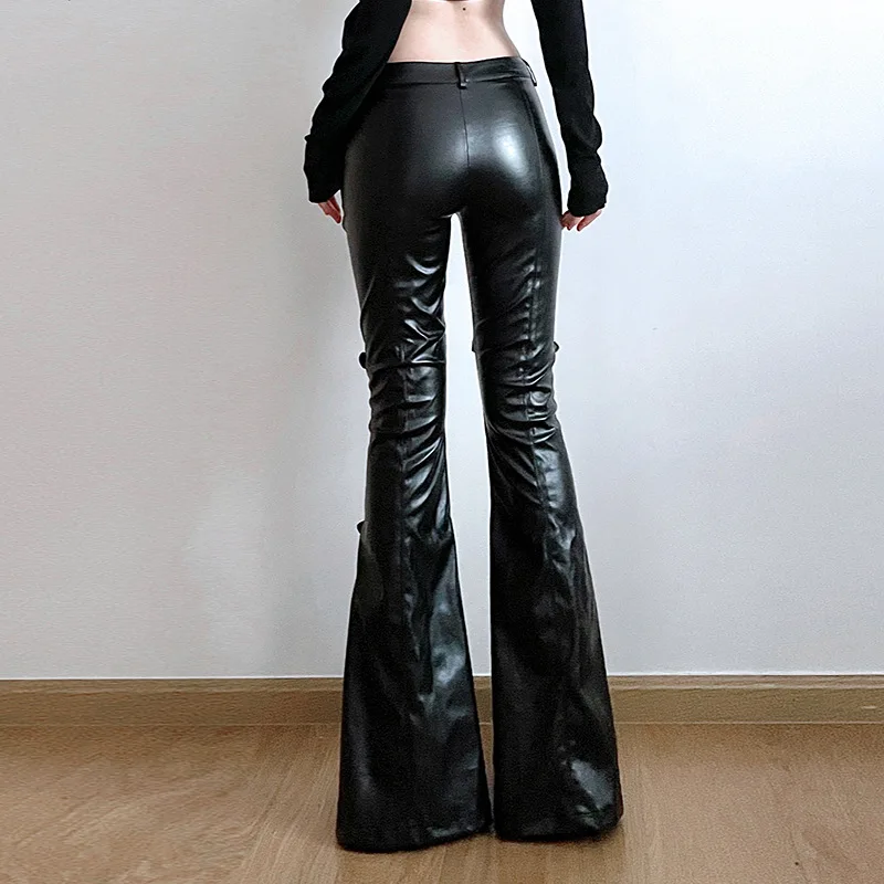 Women's PU Leather Flare Pants - Women'S Y2K Fashion Aesthetic 评论和价格