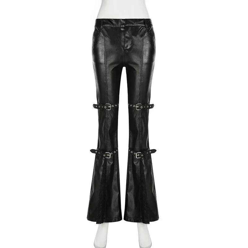 Women's PU Leather Flare Pants - Women'S Y2K Fashion Aesthetic 评论和价格
